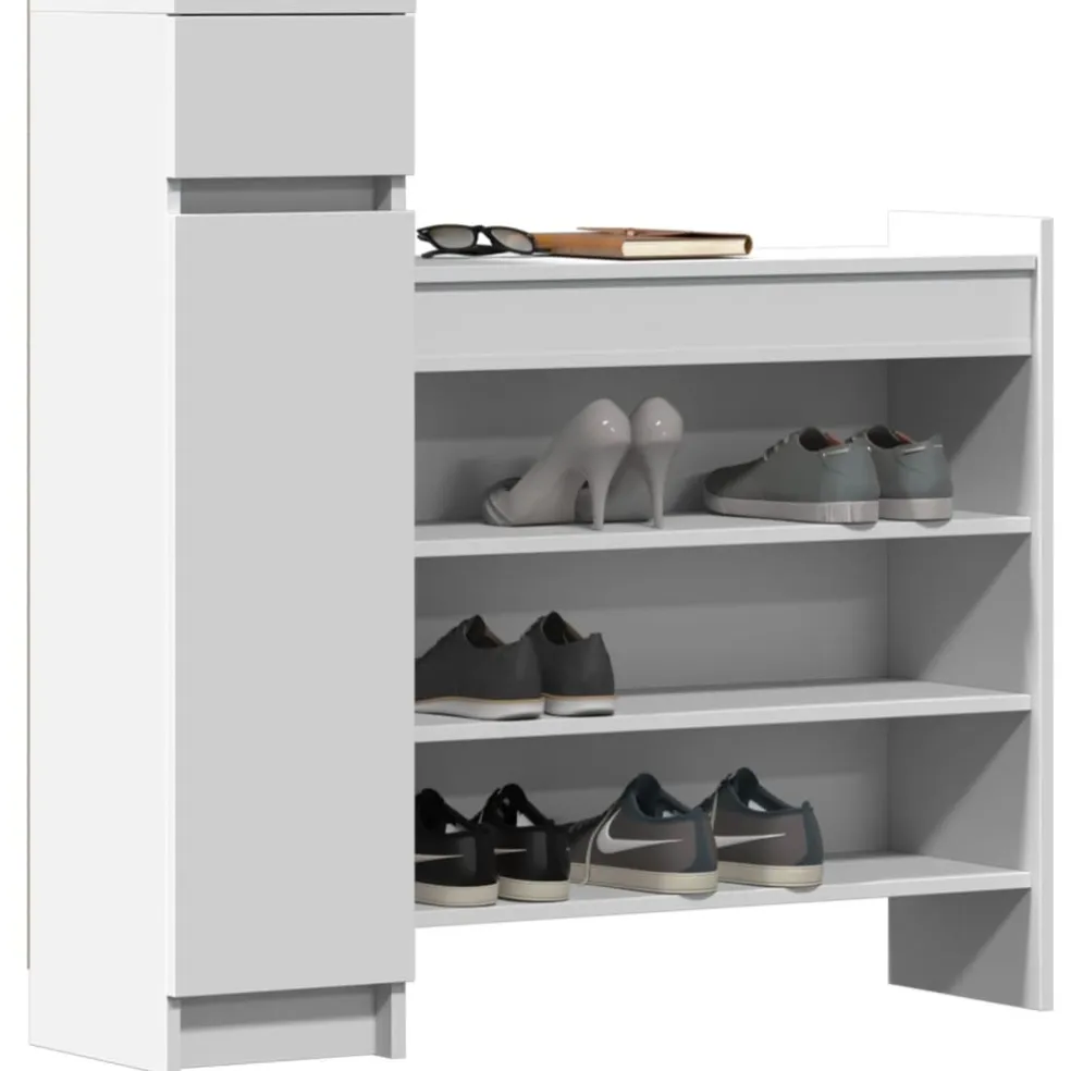 vidaXL Schoenenkast 100,5x28x100 cm bewerkt hout wit