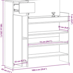 vidaXL Schoenenkast 100,5x28x100 cm bewerkt hout wit