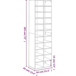 vidaXL Schoenenkast 54x34x183 cm bewerkt hout sonoma eikenkleurig