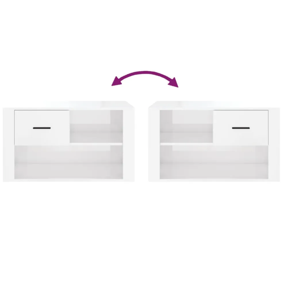 vidaXL Schoenenkast 80x35x45 cm bewerkt hout hoogglans wit