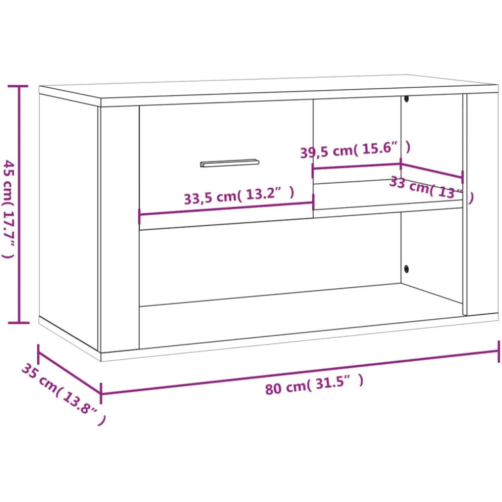 vidaXL Schoenenkast 80x35x45 cm bewerkt hout hoogglans wit