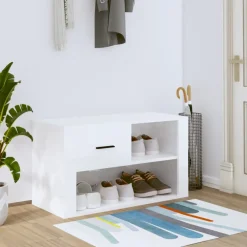 vidaXL Schoenenkast 80x35x45 cm bewerkt hout hoogglans wit