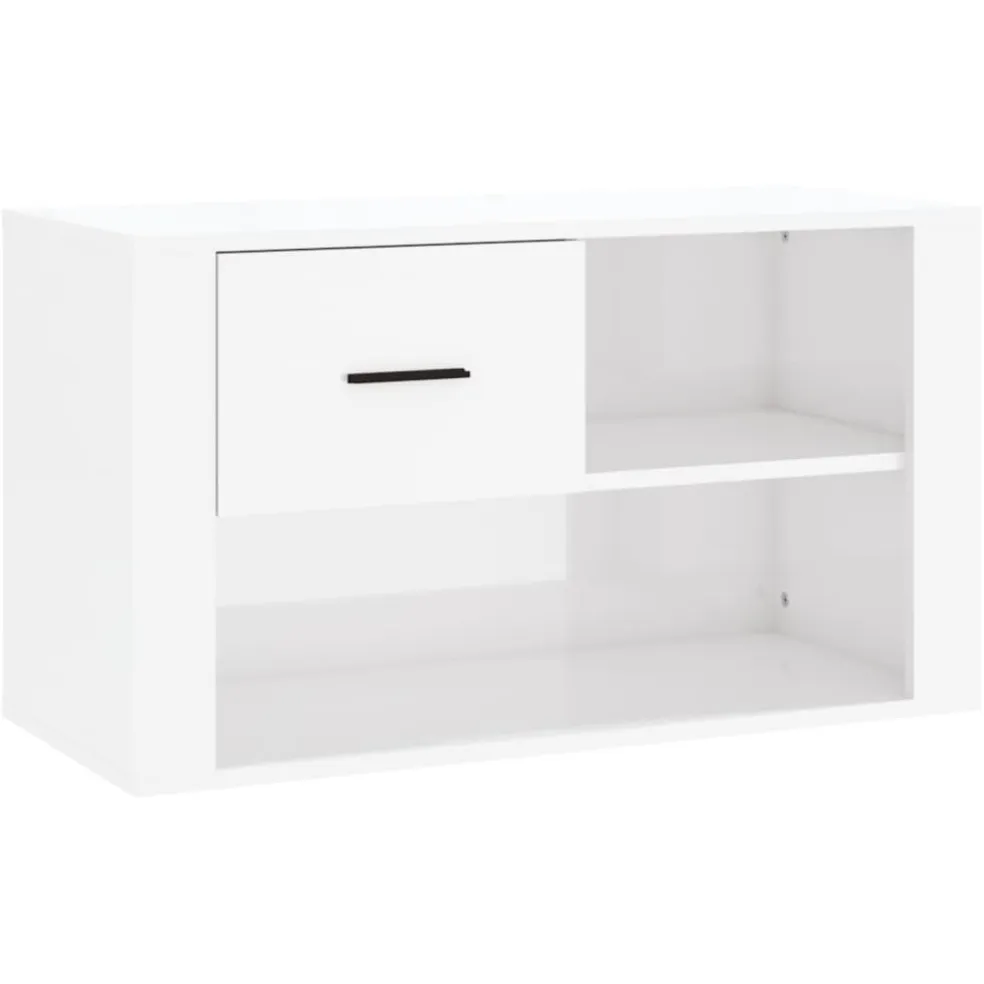 vidaXL Schoenenkast 80x35x45 cm bewerkt hout hoogglans wit