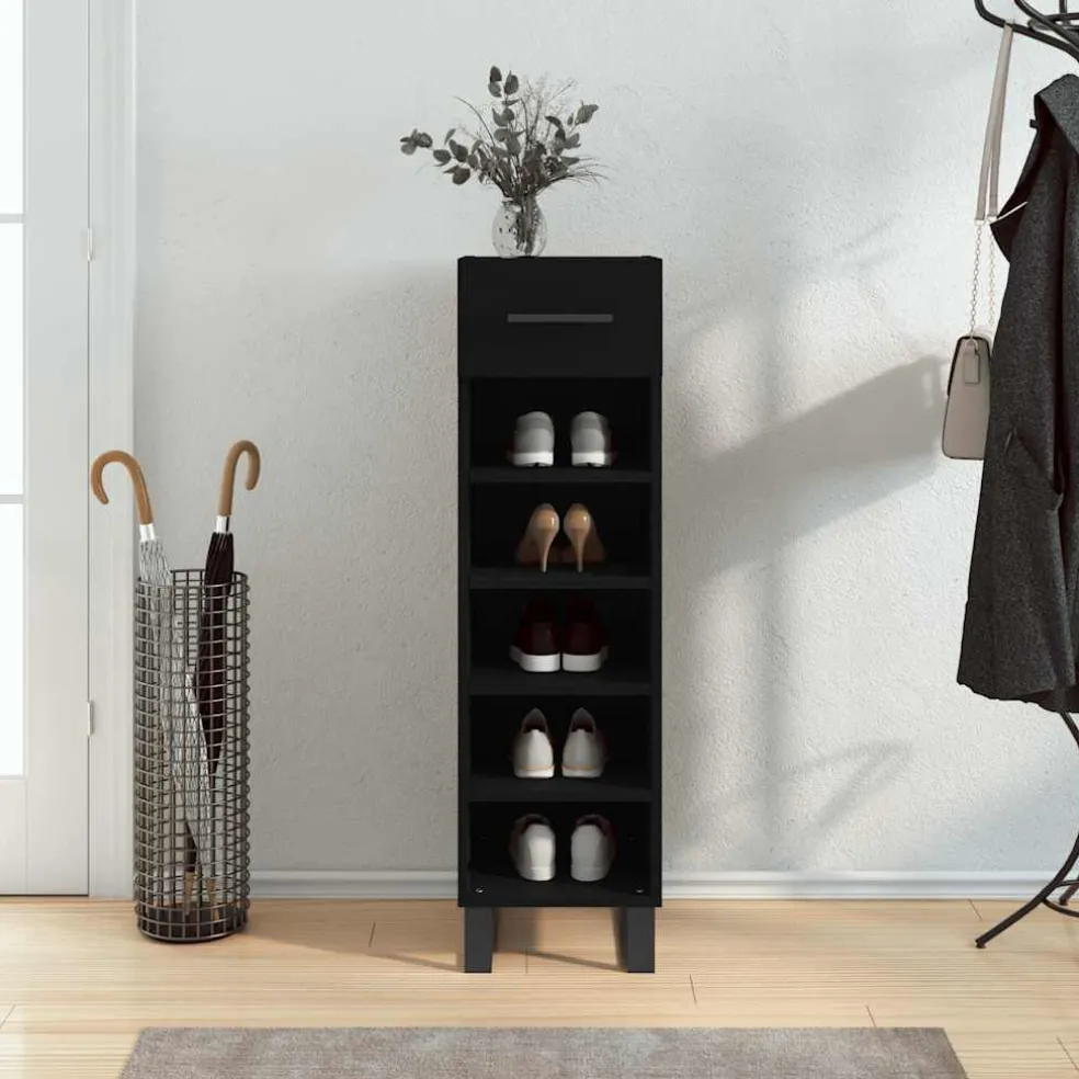 vidaXL Schoenenkast 30x35x105 cm bewerkt hout zwart