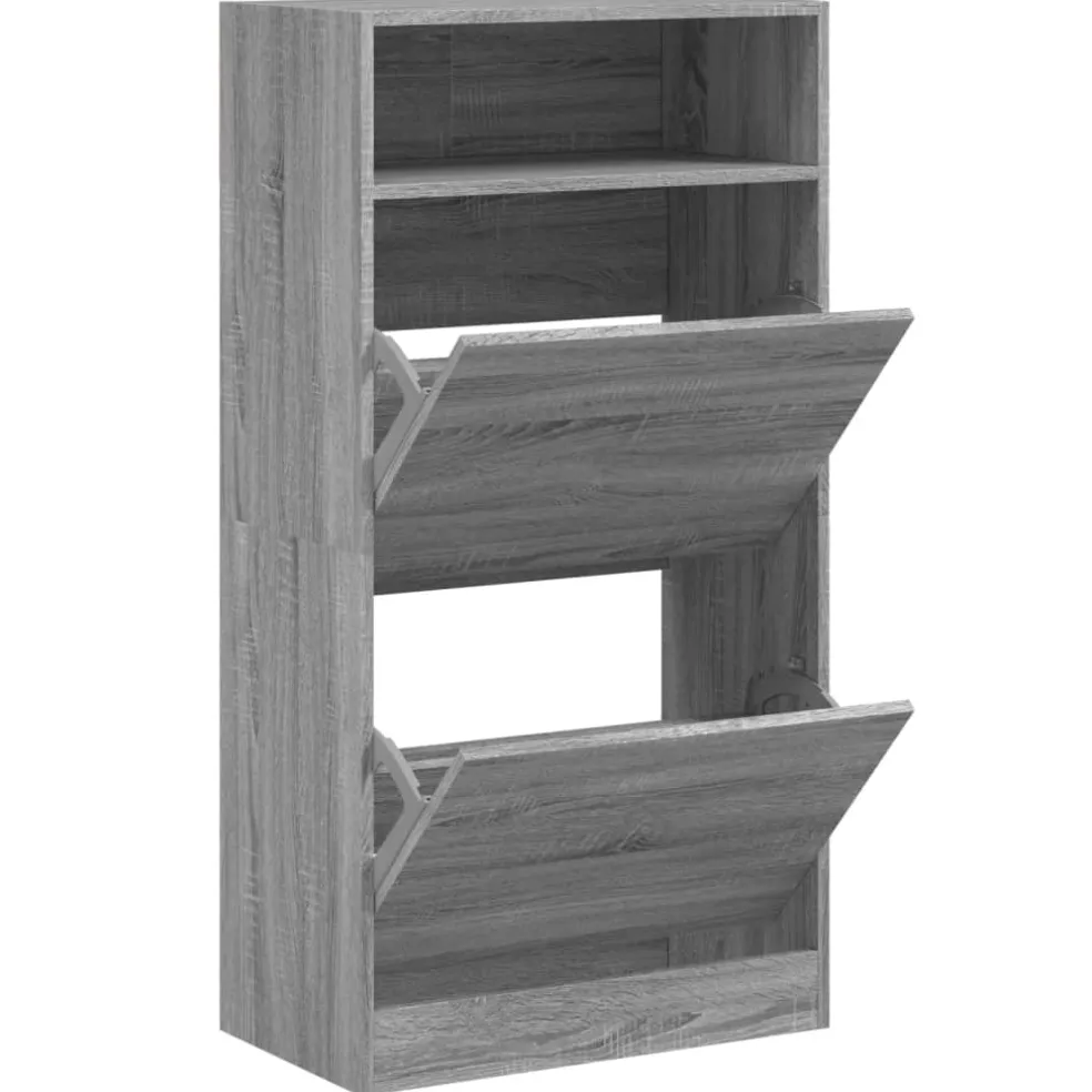 vidaXL Schoenenkast 102x36x60 cm bewerkt hout gerookt eikenkleurig