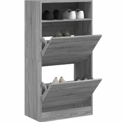 vidaXL Schoenenkast 102x36x60 cm bewerkt hout gerookt eikenkleurig