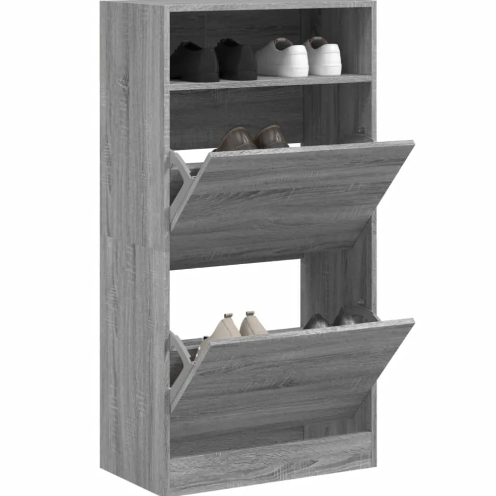 vidaXL Schoenenkast 102x36x60 cm bewerkt hout gerookt eikenkleurig