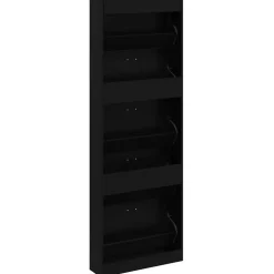 vidaXL Schoenenkast 59x17x169 cm bewerkt hout zwart
