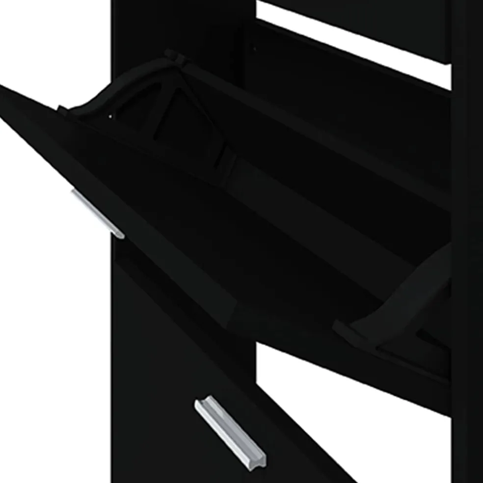 vidaXL Schoenenkast 59x17x169 cm bewerkt hout zwart