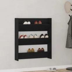 vidaXL Schoenenkast 80 x 18 x 90 cm Bewerkt hout Zwart eiken