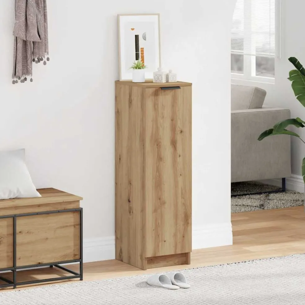 vidaXL Schoenenkast 29,5x35x100,5 cm bewerkt hout artisanaal eiken