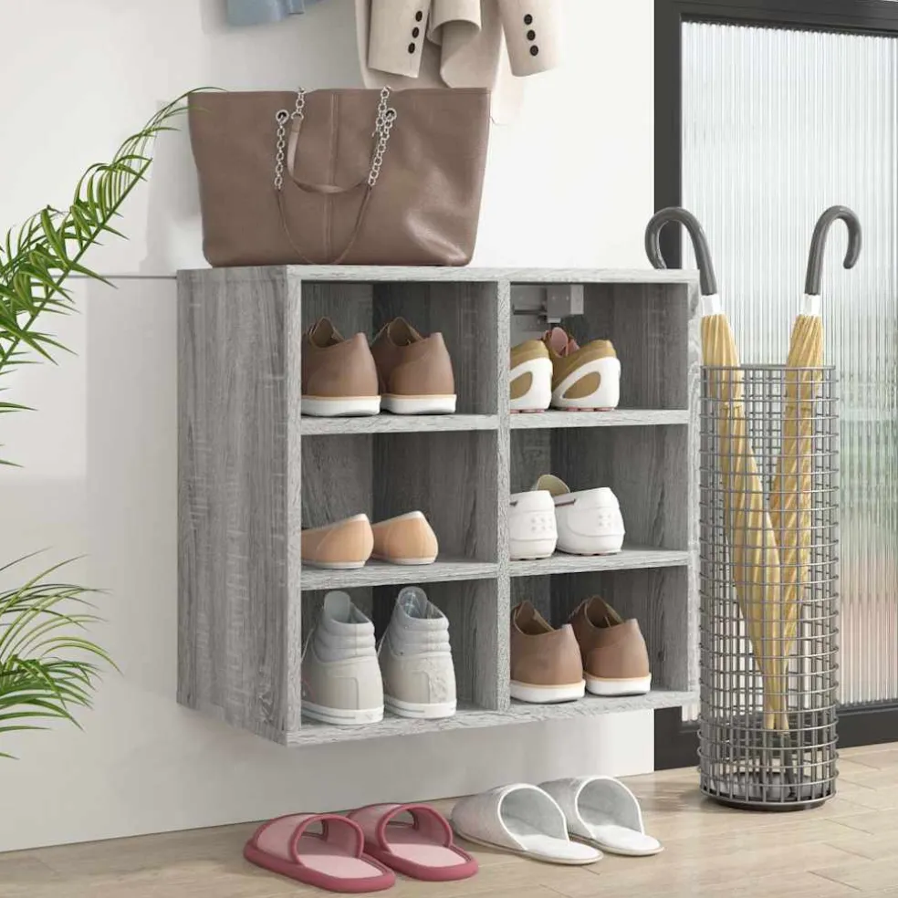 vidaXL Schoenenkast 52,5x30x50 cm grijs sonoma eikenkleurig