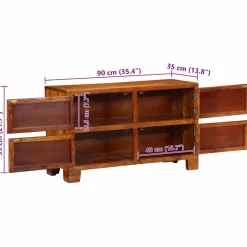 vidaXL Schoenenkast 90 x 35 x 55 cm Massief Acaciahout Bruin
