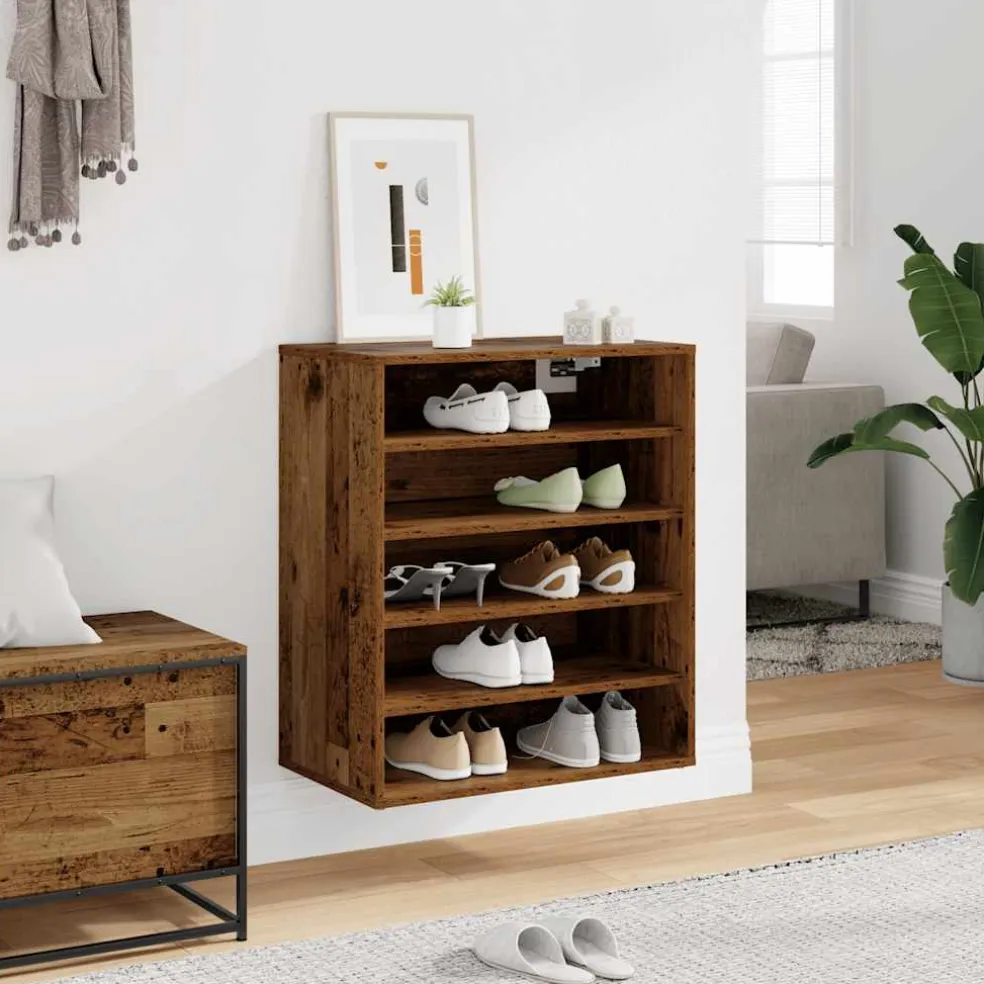 vidaXL Schoenenkast 60 x 35 x 70 cm Oud hout 20 kg per plank
