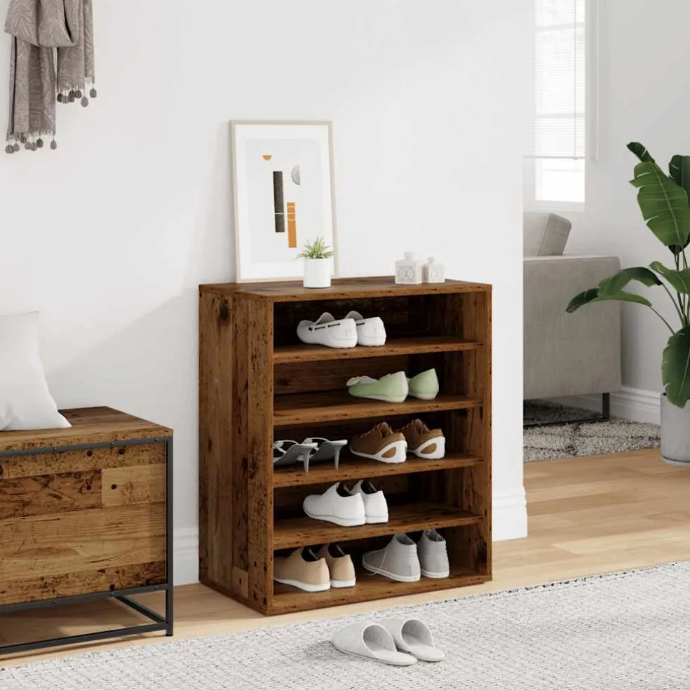 vidaXL Schoenenkast 60 x 35 x 70 cm Oud hout 20 kg per plank