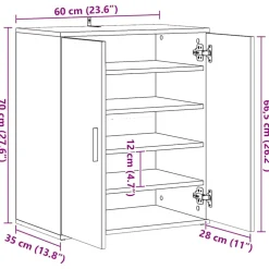 vidaXL Schoenenkast 60 x 35 x 70 cm Oud hout
