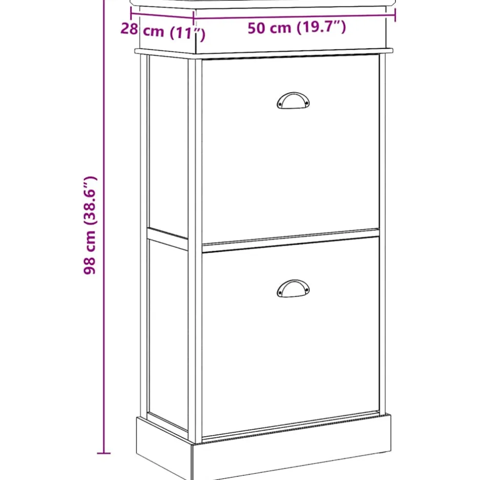 vidaXL Schoenenkast 50x28x98 cm paulowniahout bruin