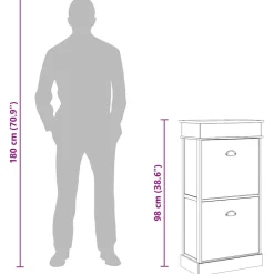 vidaXL Schoenenkast 50x28x98 cm paulowniahout bruin