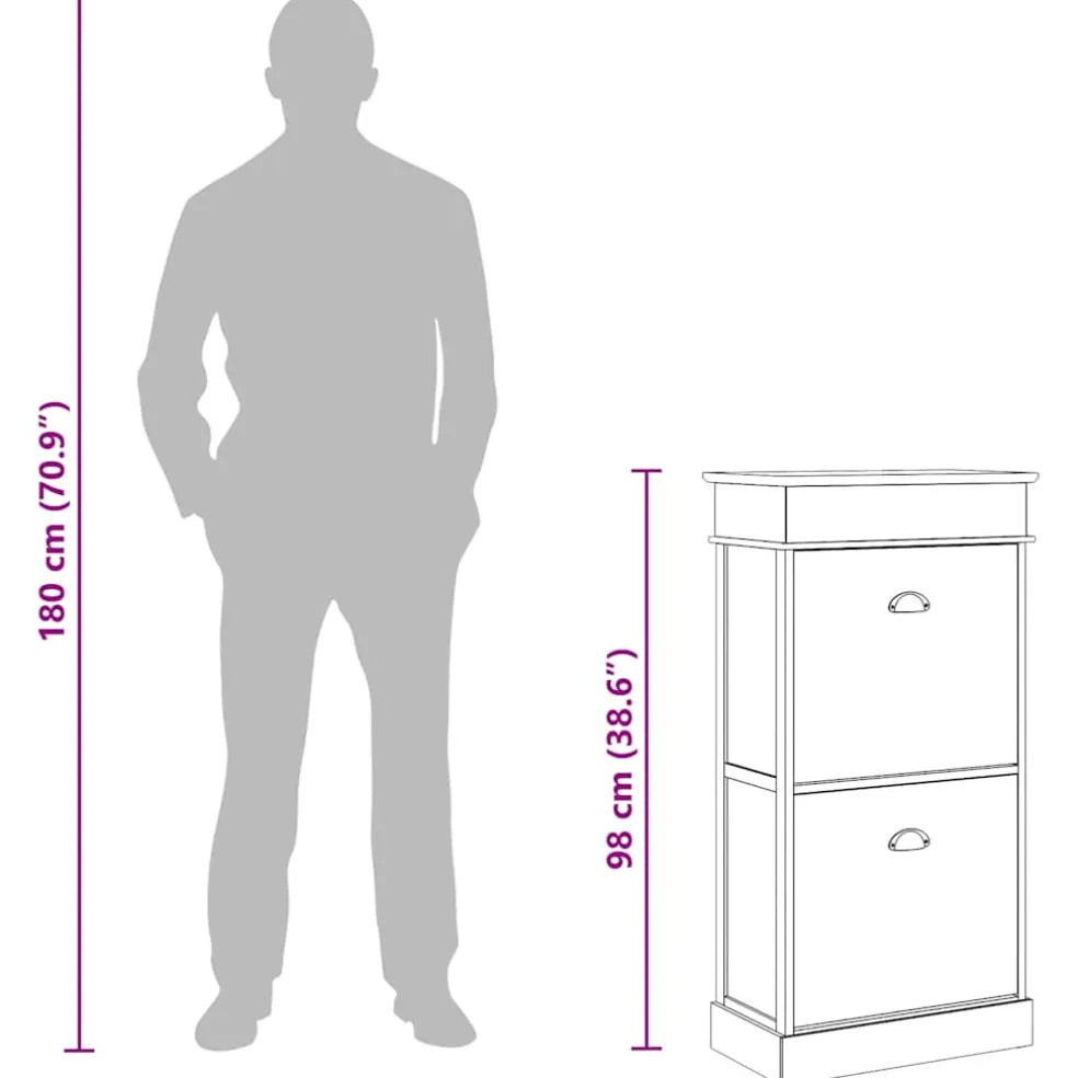vidaXL Schoenenkast 50x28x98 cm paulowniahout bruin