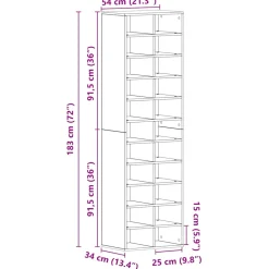 vidaXL Schoenenkast 54x34x183 cm spaanplaat zwart eikenkleurig
