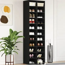vidaXL Schoenenkast 54x34x183 cm spaanplaat zwart eikenkleurig