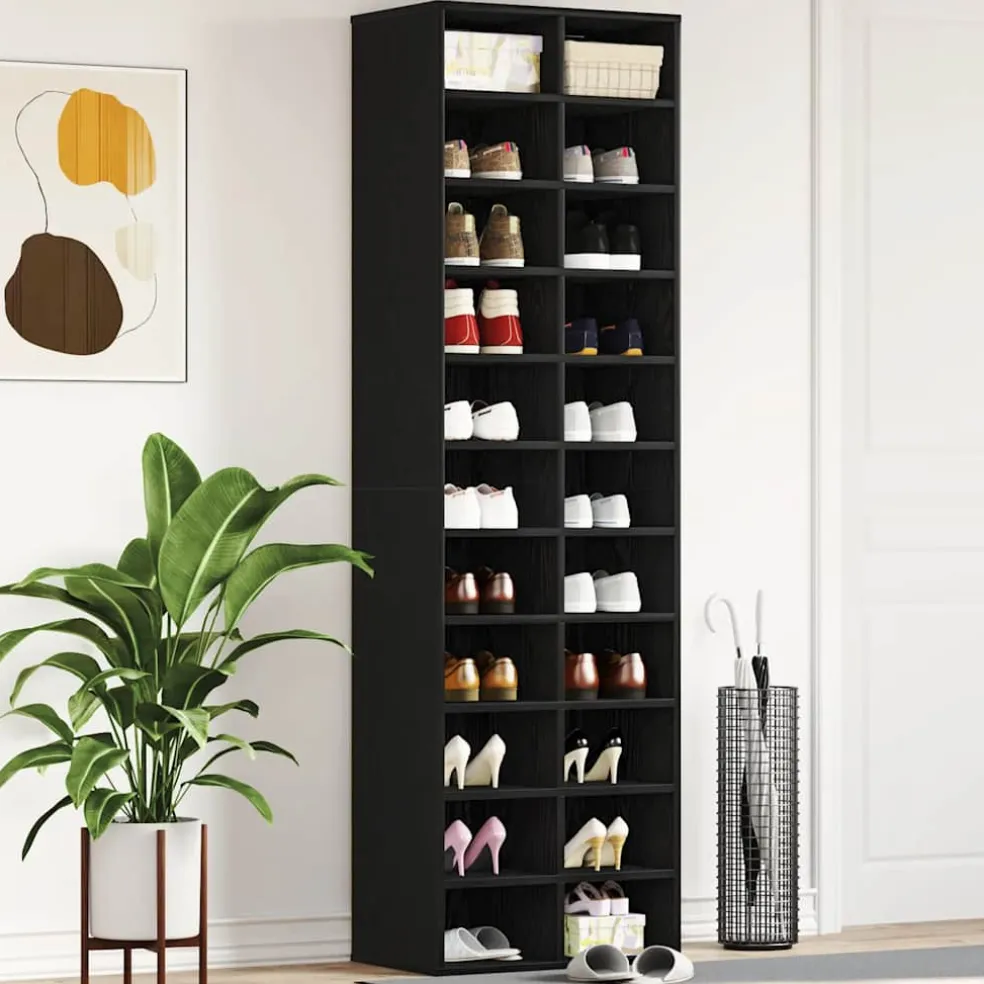 vidaXL Schoenenkast 54x34x183 cm spaanplaat zwart eikenkleurig