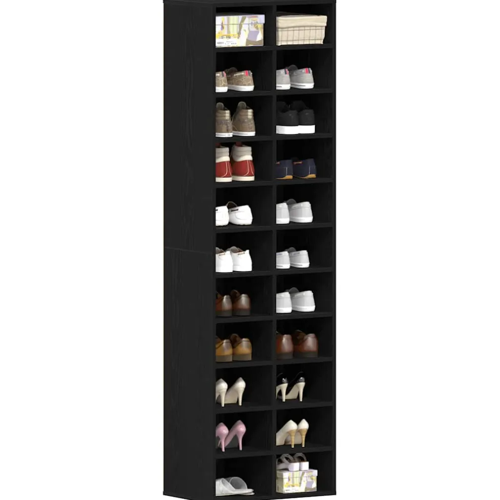 vidaXL Schoenenkast 54x34x183 cm spaanplaat zwart eikenkleurig
