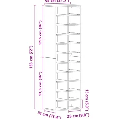vidaXL Schoenenkast 54x34x183 cm spaanplaat ambachtelijk eikenkleurig
