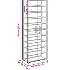 vidaXL Schoenenkast 60x30x166 cm stof grijs
