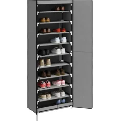 vidaXL Schoenenkast 60x30x166 cm stof grijs