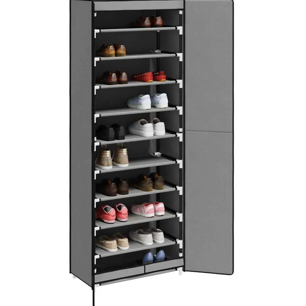 vidaXL Schoenenkast 60x30x166 cm stof grijs