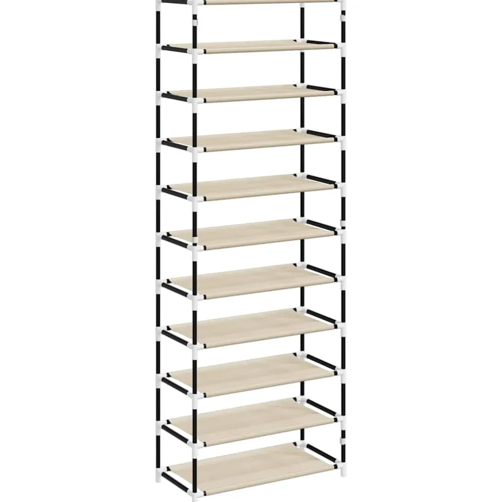 vidaXL Schoenenkast 60x30x166 cm stof crèmekleurig