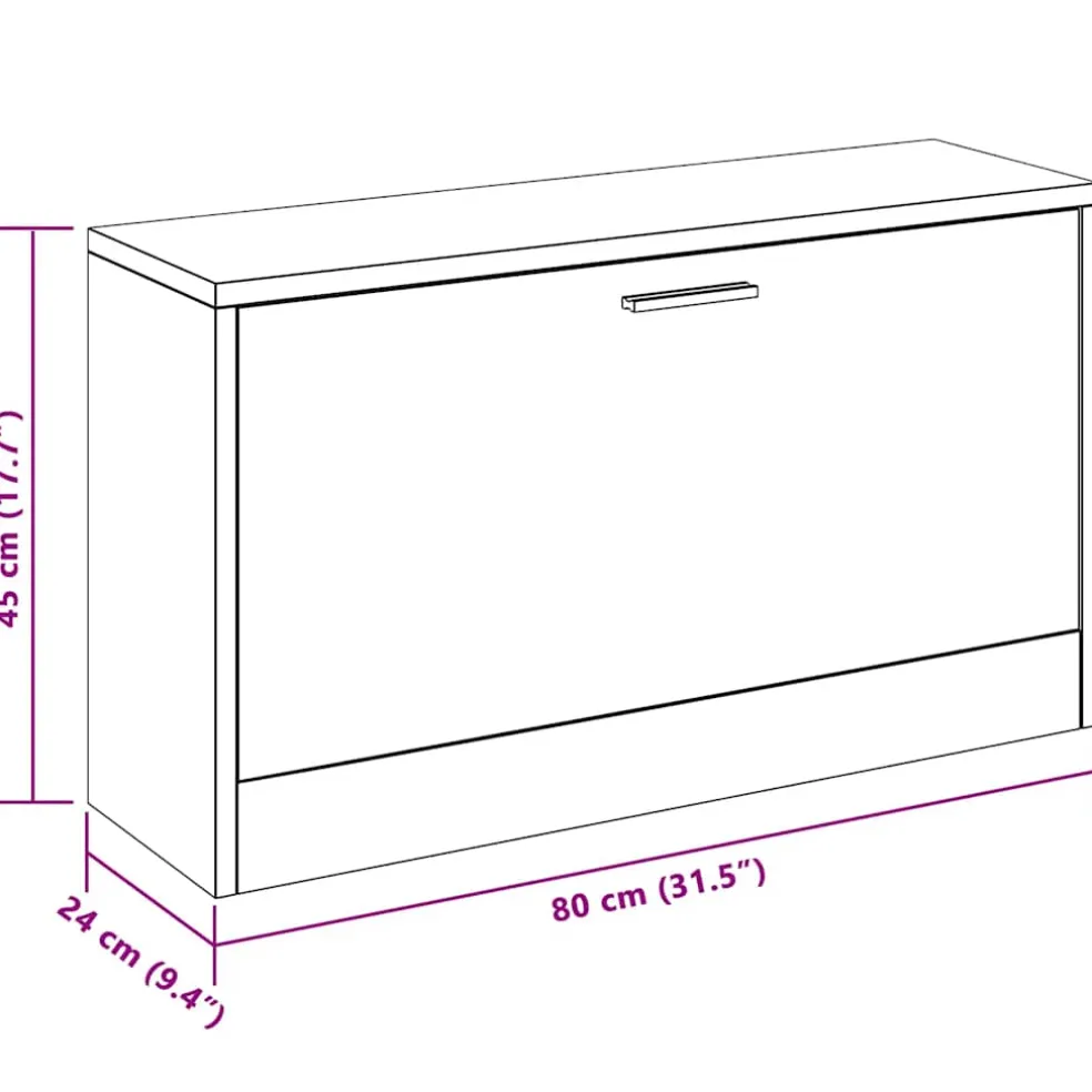vidaXL Schoenenopbergbank 80x24x45 cm eikenkleurig