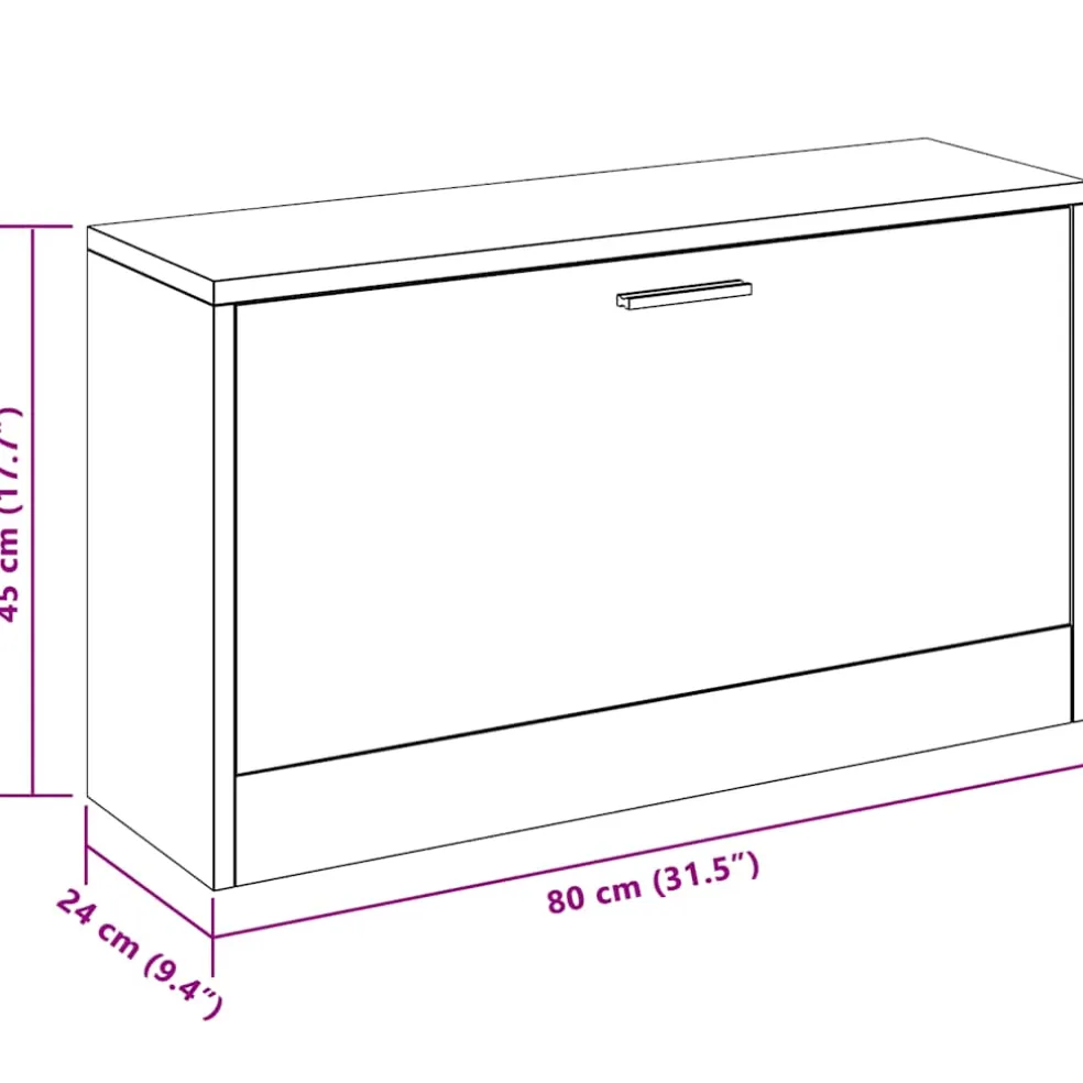 vidaXL Schoenen opbergkast 80x24x45 cm wit