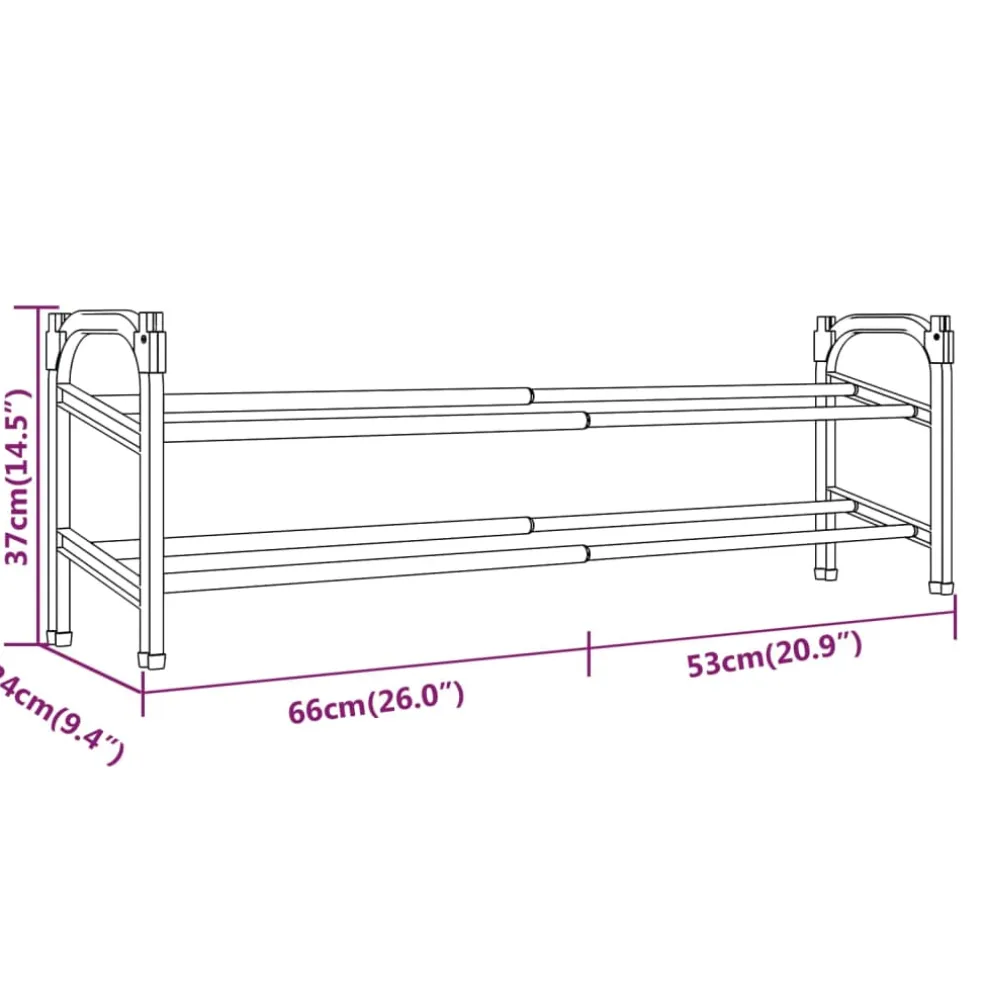 vidaXL Schoenenrek met 2 schappen verlengbaar 119x24x37 cm