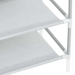 vidaXL Schoenenrek met 10 schappen metaal en nonwoven stof zilverkleur