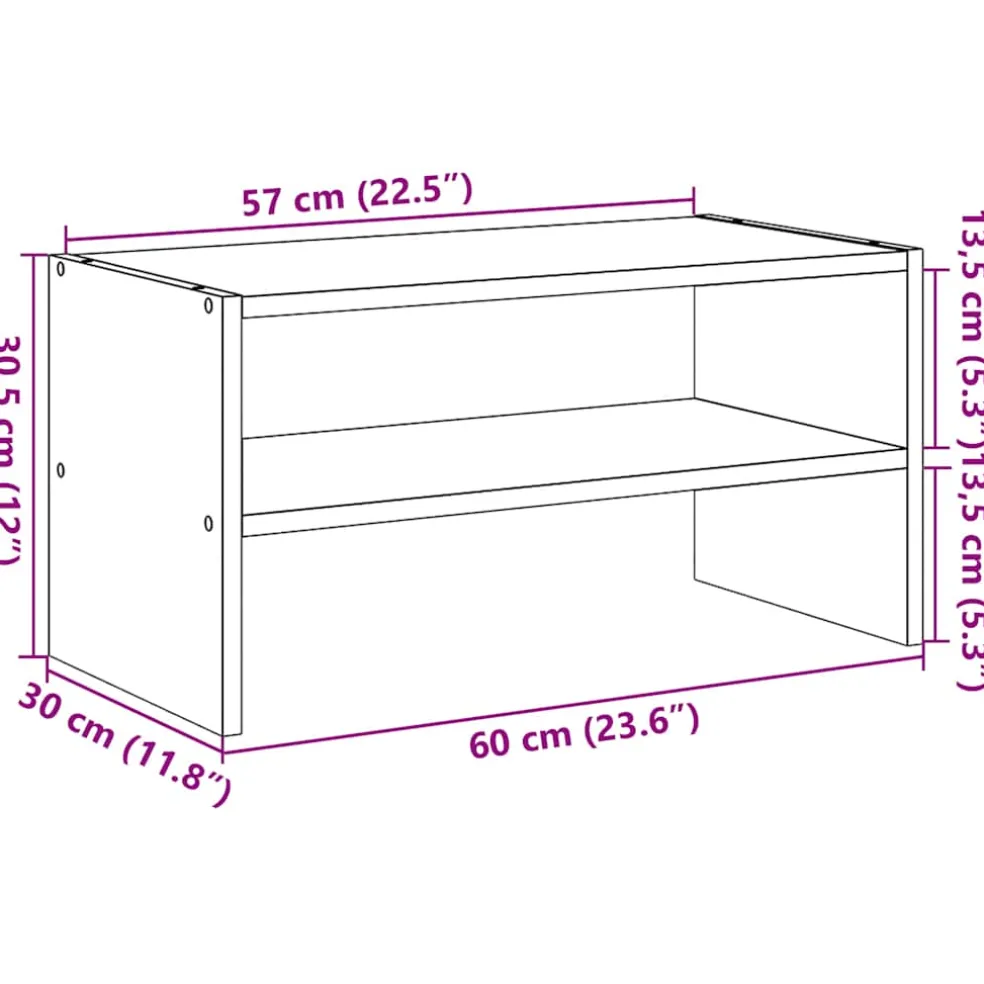 vidaXL Schoenenrek stapelbaar 60x30x30,5 cm artisanaal eikenkleurig