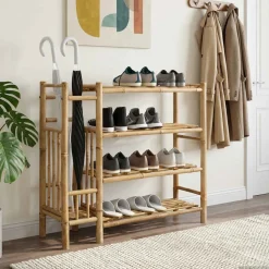 vidaXL Schoenenrek 88 x 27 x 80 cm Bamboe Naturel