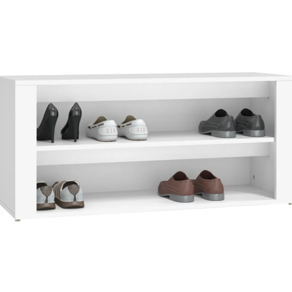 vidaXL Schoenenrek 100x35x45 cm bewerkt hout wit