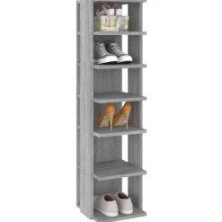 vidaXL Schoenenrek 27,5x27x102 cm bewerkt hout grijs sonoma