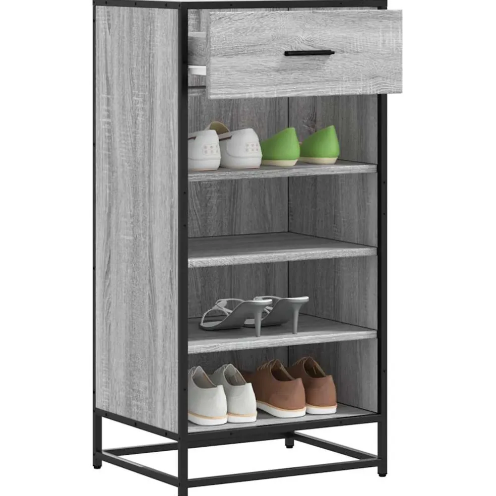 vidaXL Schoenenrek 48x38x97,5 cm bewerkt hout grijs sonoma eikenkleur