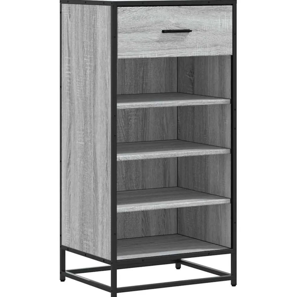 vidaXL Schoenenrek 48x38x97,5 cm bewerkt hout grijs sonoma eikenkleur