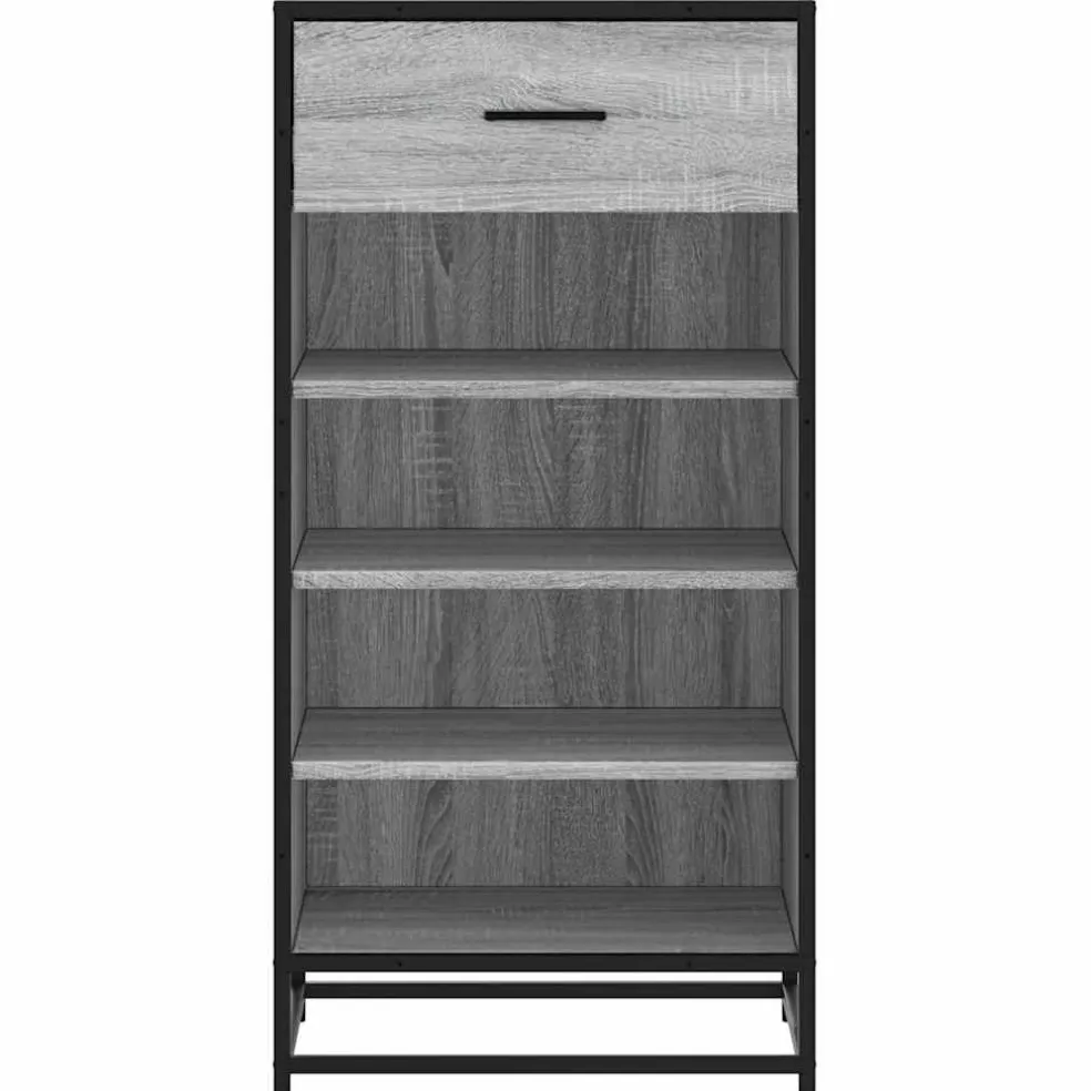 vidaXL Schoenenrek 48x38x97,5 cm bewerkt hout grijs sonoma eikenkleur