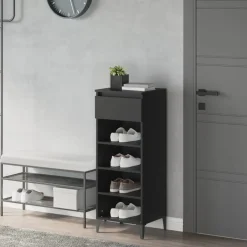 vidaXL Schoenenrek 40x36x105 cm bewerkt hout zwart