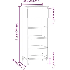 vidaXL Schoenenrek 40x36x105 cm bewerkt hout zwart