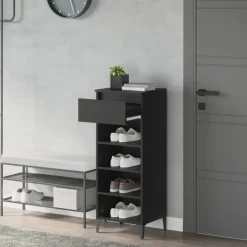 vidaXL Schoenenrek 40x36x105 cm bewerkt hout zwart