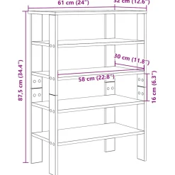 vidaXL Schoenenrek 61x32x87,5 cm bewerkt hout bruin eikenkleurig