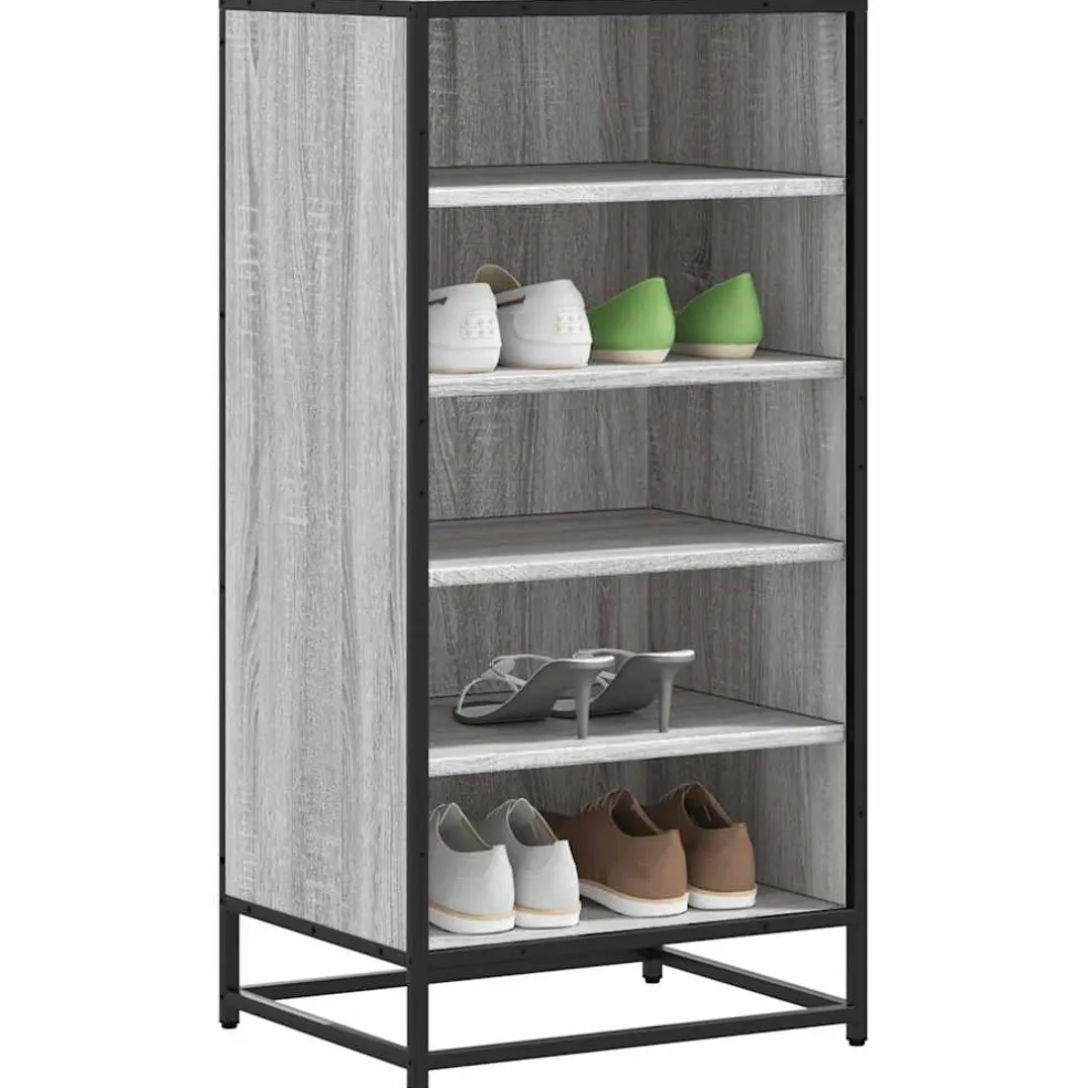 vidaXL Schoenenrek 48x38x97,5 cm bewerkt hout grijs sonoma eikenkleur