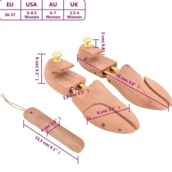 vidaXL Schoenspanner met schoenlepel EU 36-37 massief cederhout