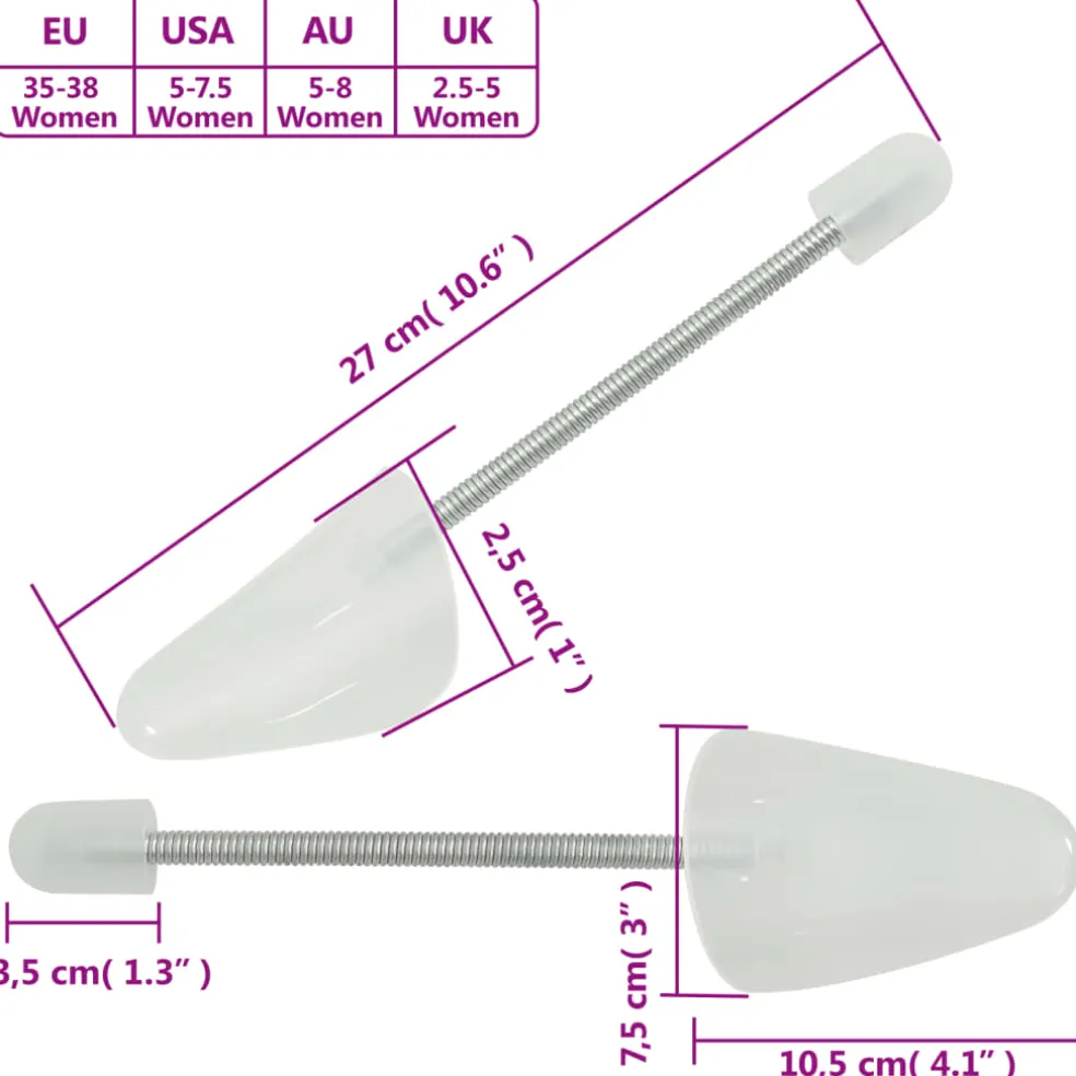 vidaXL Schoenspanners 5 paar EU 35-38 kunststof wit